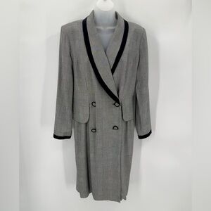 Vintage Coat Dress TALBOTS Womens 10 DEPECHE Double Breasted Glen Plaid READ